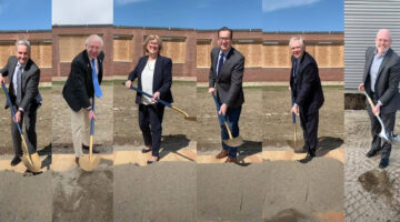 Composite photo of upper administration of the UMaine System and the contracted construction firm.