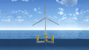 3D render of offshore wind turbine.